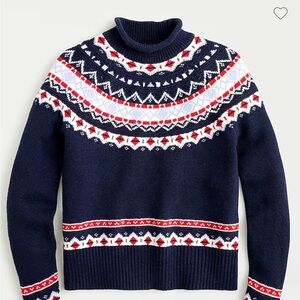 ❄️ ⛄️ J. Crew Rollneck Navy Fair Isle Sweater Small